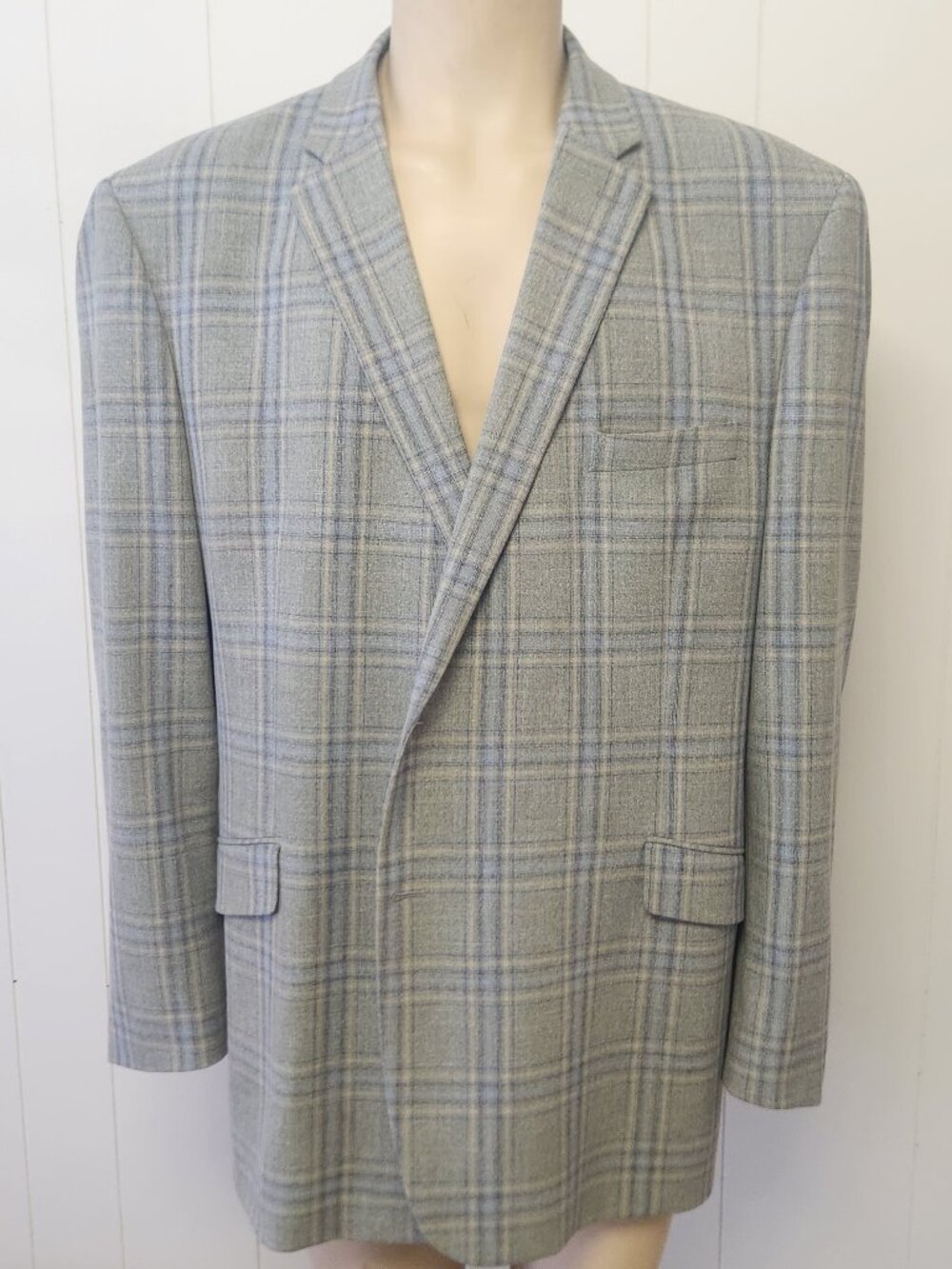 sport coat 54L Joseph Abboud men's grey blue plaid